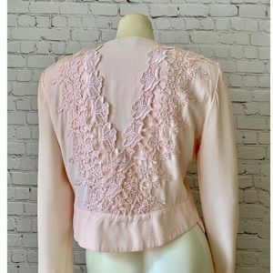Wild Rose Vintage Embroidered Jacket - Light Pink